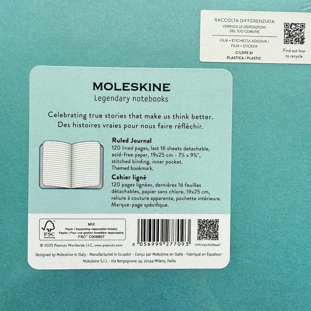 Moleskine Peanuts Limited Edition Journal Linus Take Notes Ruled Large Sealed